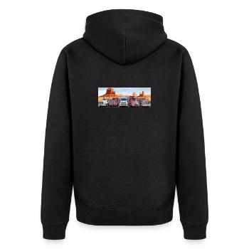 Truckers on the highway - Unisex Premium Organic Zip Hoodie - black - Back - Nico (187cm)
