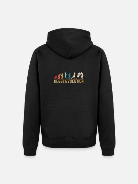Rugby Evolution Silhouette Design - Unisex Premium Bio Zip Hoodie - Schwarz