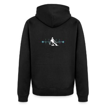 Skifahrer Silhouette Winter Minimalistisch - Unisex Premium Bio Zip Hoodie - Schwarz - Hinten - Nico (187cm)