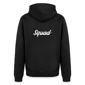 Squad - Unisex Premium Organic Zip Hoodie - black - Back - Nico (187cm)