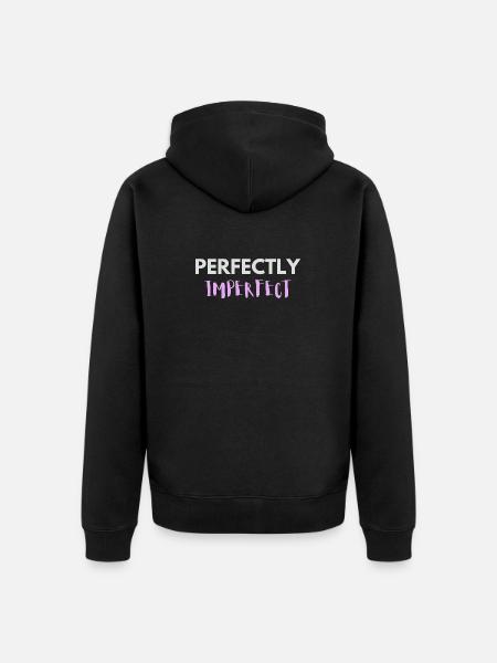 Perfectly Imperfect lettering - Unisex Premium Organic Zip Hoodie - black