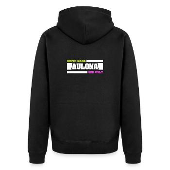 Beste Mama Alona der Welt - Unisex Premium Bio Zip Hoodie - Schwarz - Hinten - Nico (187cm)