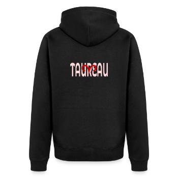 Taurus March April - Unisex Premium Organic Zip Hoodie - black - Back - Nico (187cm)