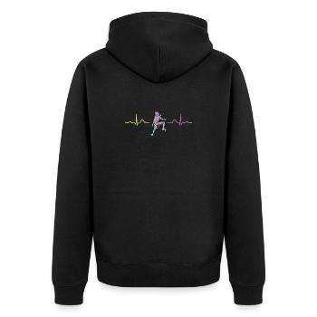 Boulderer heartbeat Bouldering Bouldering - Unisex Premium Organic Zip Hoodie - black - Back - Nico (187cm)