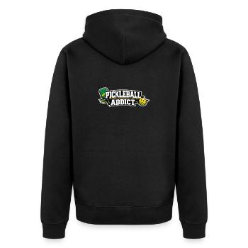 Pickleball Addict Logo - Unisex Premium Organic Zip Hoodie - black - Back - Nico (187cm)