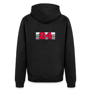 Nummer 24 Frankreich - Unisex Premium Bio Zip Hoodie - Schwarz - Hinten - Nico (187cm)