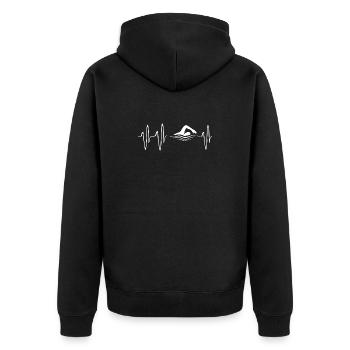 Schwimmen Herzschlag freestyle symbol puls Ekg - Unisex Premium Bio Zip Hoodie - Schwarz - Hinten - Nico (187cm)