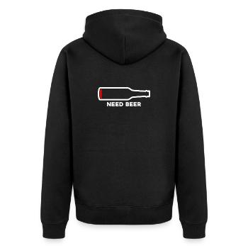 Brauche Bierflaschen-Silhouette - Unisex Premium Bio Zip Hoodie - Schwarz - Hinten - Nico (187cm)