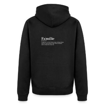 Familie Definition - Unisex Premium Bio Zip Hoodie - Schwarz - Hinten - Nico (187cm)