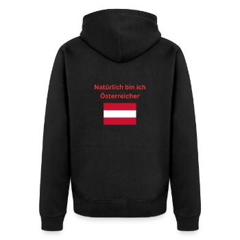 Natürlich bin ich Österreicher - Unisex Premium Bio Zip Hoodie - Schwarz - Hinten - Nico (187cm)