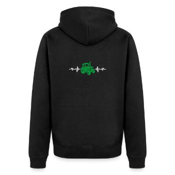 Traktor Herzschlag Bauer - Unisex Premium Bio Zip Hoodie - Schwarz - Hinten - Nico (187cm)