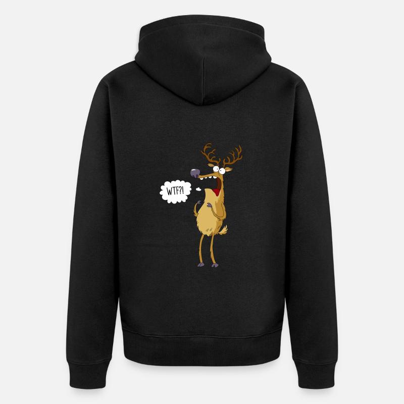 Cerf surpris - Veste à capuche bio Premium Unisexe - noir