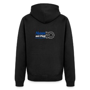Mann mit Plan - Konstruktör, Konstrukteur - Unisex Premium Bio Zip Hoodie - Schwarz - Hinten - Nico (187cm)
