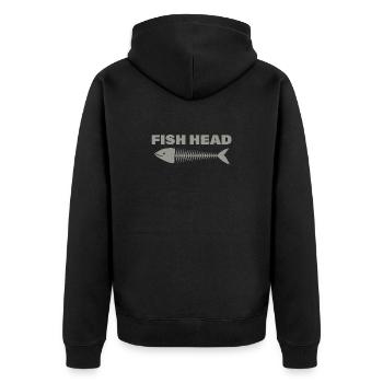 fish head - Unisex Premium Organic Zip Hoodie - black - Back - Nico (187cm)