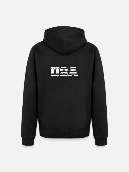 USA Block Font Retro Patriotic - Unisex Premium Organic Zip Hoodie - black