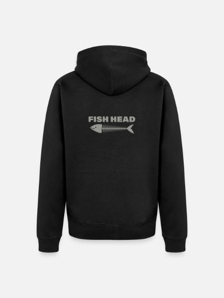 fish head - Unisex Premium Organic Zip Hoodie - black