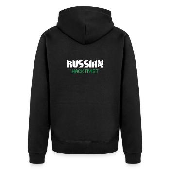 Russian Hacktivist Cyber Security Design - Unisex Premium Bio Zip Hoodie - Schwarz - Hinten - Nico (187cm)
