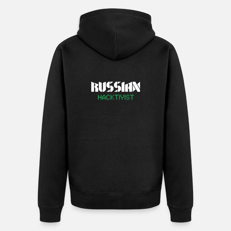 Russian Hacktivist Cyber Security Design - Unisex Premium Organic Zip Hoodie - black