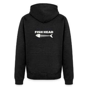 fish head - Unisex Premium Organic Zip Hoodie - black - Back - Nico (187cm)