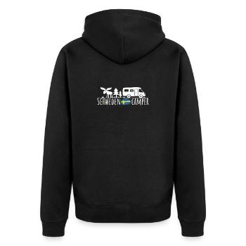 Schweden Camper Silhouette - Unisex Premium Bio Zip Hoodie - Schwarz - Hinten - Nico (187cm)