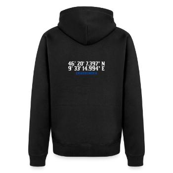 Graubünden Koordinaten Karte - Unisex Premium Bio Zip Hoodie - Schwarz - Hinten - Nico (187cm)