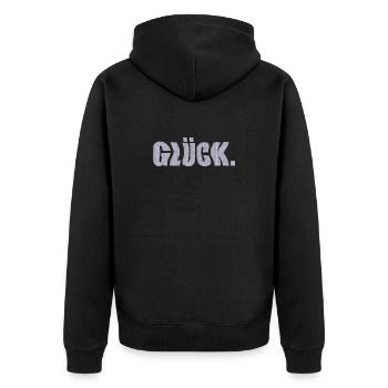 glück - Unisex Premium Bio Zip Hoodie - Schwarz - Hinten - Nico (187cm)