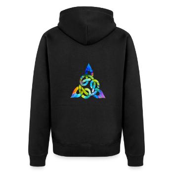 Farbenfroher keltischer Knoten - Unisex Premium Bio Zip Hoodie - Schwarz - Hinten - Nico (187cm)