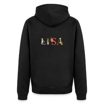 LISA Name Adorned with Flowers - Unisex Premium Organic Zip Hoodie - black - Back - Nico (187cm)
