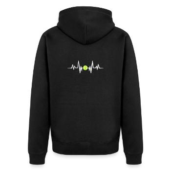Tennisball heartbeat - Unisex Premium Bio Zip Hoodie - Schwarz - Hinten - Nico (187cm)