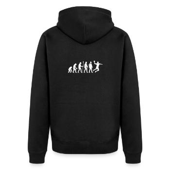 L’évolution du handball - Veste à capuche bio Premium Unisexe - noir - Dos - Nico (187cm)