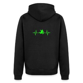 Frosch Herzschlag EKG - Unisex Premium Bio Zip Hoodie - Schwarz - Hinten - Nico (187cm)