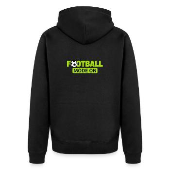 Football_mode - Unisex Premium Bio Zip Hoodie - Schwarz - Hinten - Nico (187cm)