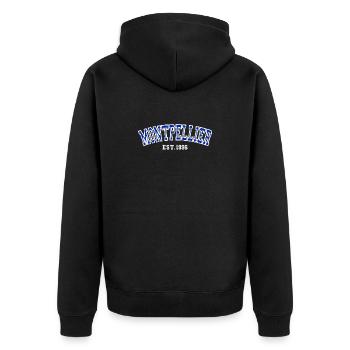 Montpellier gegründet 1996 - Unisex Premium Bio Zip Hoodie - Schwarz - Hinten - Nico (187cm)