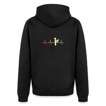 Retro Architekt Herzschlag - Unisex Premium Bio Zip Hoodie - Schwarz - Hinten - Nico (187cm)