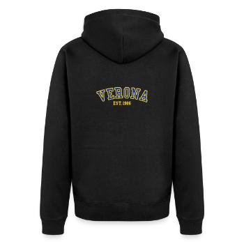 Vérone fondée en 1986 - Veste à capuche bio Premium Unisexe - noir - Dos - Nico (187cm)