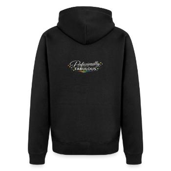 Professionell großartig - Unisex Premium Bio Zip Hoodie - Schwarz - Hinten - Nico (187cm)