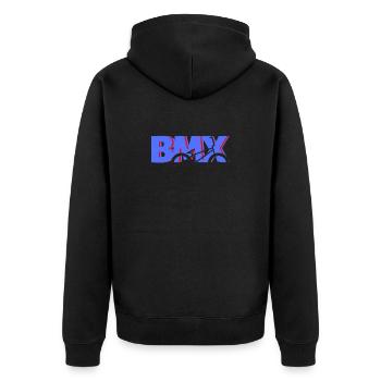 BMX Dirt-Jump Shirt für Kinder & Biker - Unisex Premium Bio Zip Hoodie - Schwarz - Hinten - Nico (187cm)