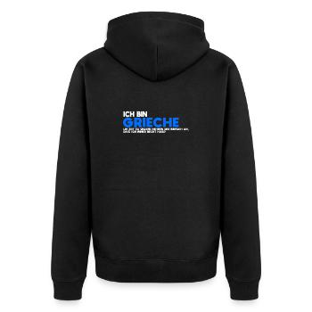 Je suis grec – Toujours la bonne chemise - Veste à capuche bio Premium Unisexe - noir - Dos - Nico (187cm)