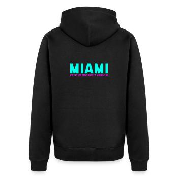 Miami Neon Coordinates - Unisex Premium Bio Zip Hoodie - Schwarz - Hinten - Nico (187cm)