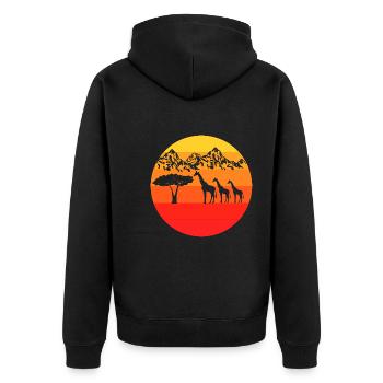 Giraffen Afrika Safari Tier Geschenk Retro Giraffe - Unisex Premium Bio Zip Hoodie - Schwarz - Hinten - Nico (187cm)