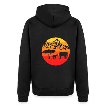 Afrique Animal Éléphant Cadeau Rétro Eléphant - Veste à capuche bio Premium Unisexe - noir - Dos - Nico (187cm)