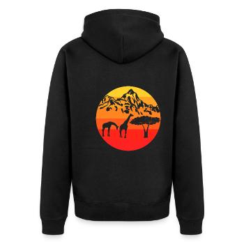 Sonnenuntergang Afrika Tier Geschenk Retro Giraffe - Unisex Premium Bio Zip Hoodie - Schwarz - Hinten - Nico (187cm)
