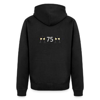 75.Geburtstag 75 Jahre Jubiläum 75 Zahl 75 schwarz - Unisex Premium Bio Zip Hoodie - Schwarz - Hinten - Nico (187cm)