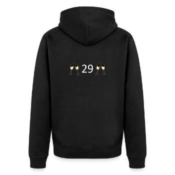 29.Geburtstag 29 Jahre Jubiläum 29 Jahre Zahl 29 - Unisex Premium Bio Zip Hoodie - Schwarz - Hinten - Nico (187cm)