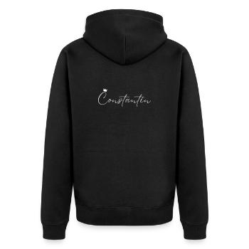 Constantin Name König T-Shirt Geschenk Männer - Unisex Premium Bio Zip Hoodie - Schwarz - Hinten - Nico (187cm)