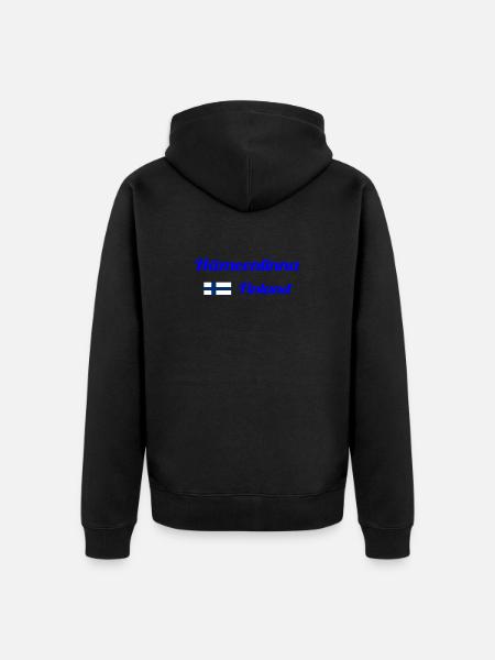Hämeenlinna Suomi- Tyylikkäät printit - Premium økologisk unisex-hættejakke - sort