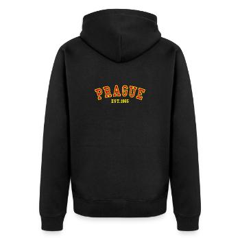 Prague_Est_1965 - Unisex Premium Bio Zip Hoodie - Schwarz - Hinten - Nico (187cm)