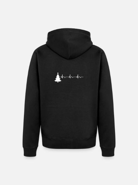 Christmas Tree ECG Heartbeat Christmas Ugly - Unisex Premium Organic Zip Hoodie - black