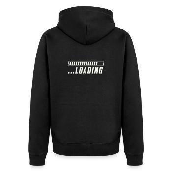 Ladebalken Loading Fortschritt - Unisex Premium Bio Zip Hoodie - Schwarz - Hinten - Nico (187cm)