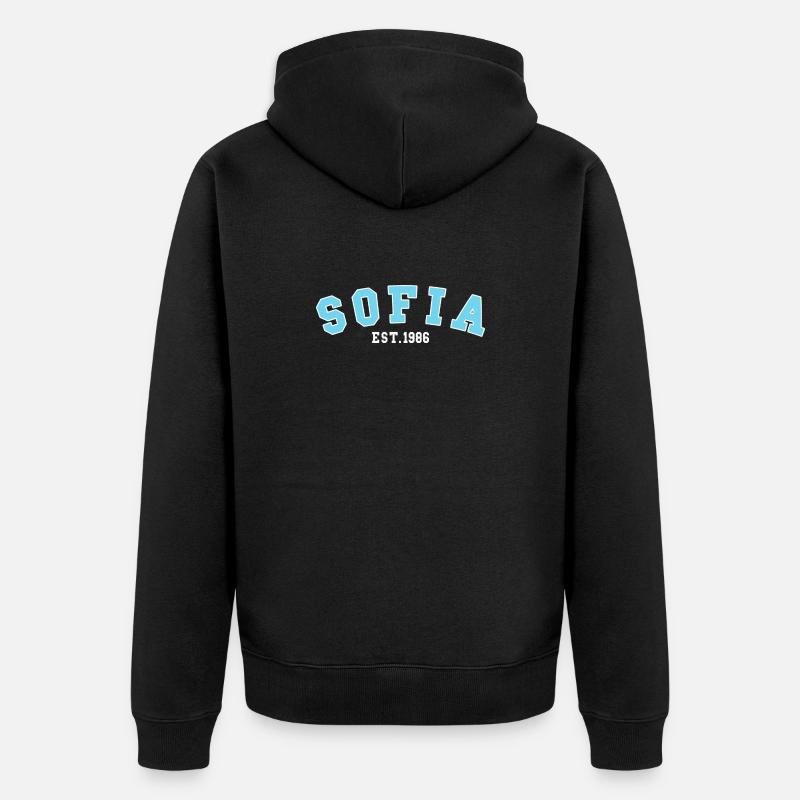 Sofia gegründet 1986 - Unisex Premium Bio Zip Hoodie - Schwarz